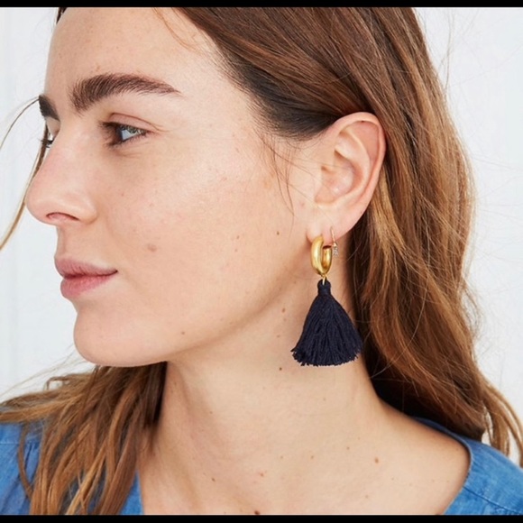 Madewell Lantern Navy blue Tassel Earrings - Picture 8 of 9